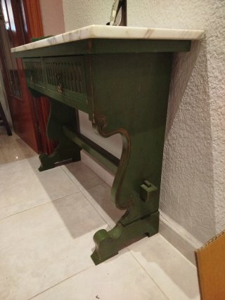 Mueble de entrada antiguo madera y mármol