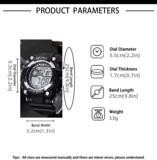 Reloj Digital Sport con opción cadena con colgante