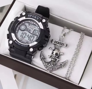 Reloj Digital Sport con opción cadena con colgante