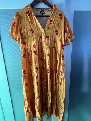 Vestido Verano Xantik Amarillo Estampado Flores
