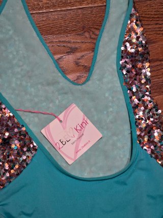 Costume intero 2bekini paillettes oro e petrolio