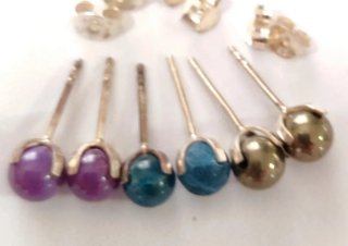 Pendientes Minerales Naturales Plata 925