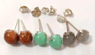 Pendientes Minerales Naturales Plata 925