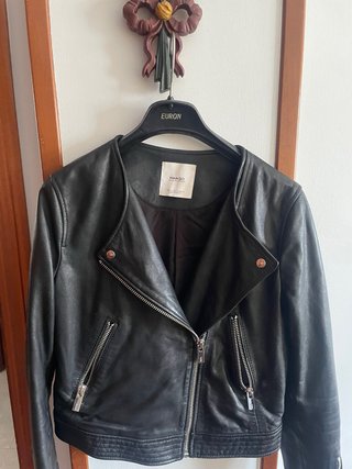 Cazadora estilo Biker Piel auténtica ,Mango T.M