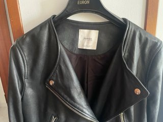 Cazadora estilo Biker Piel auténtica ,Mango T.M