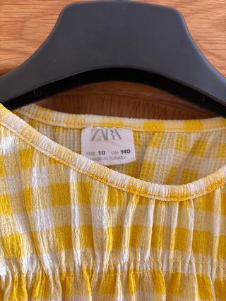 Camisa cuadros amarilla niña Zara