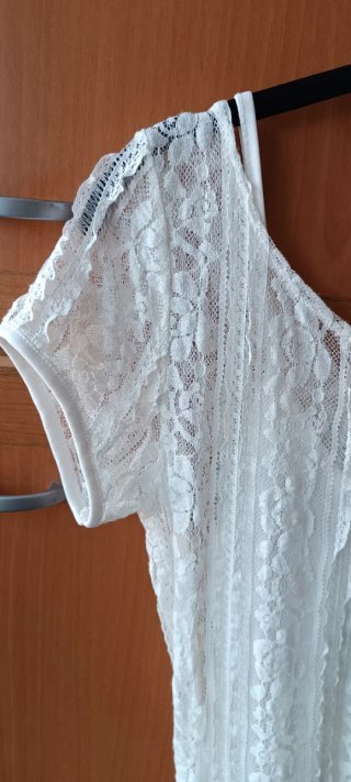 Vestido blanco verano encaje volantes
