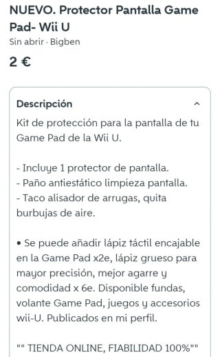 NUEVO.Funda + Kit Protector Pantalla Game Pad-WiiU