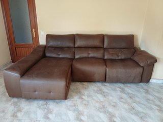 Sofá chaise longue marrón piel
