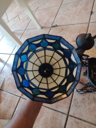 Lámpara tipo Tiffany Cristal Metal Beige Azul