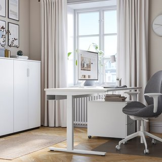 Mesa escritorio elevable blanca