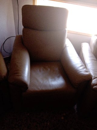 4 Sillones Reclinables Piel Beige