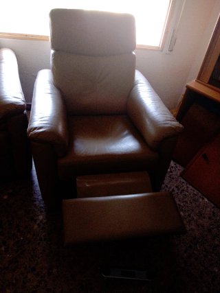 4 Sillones Reclinables Piel Beige