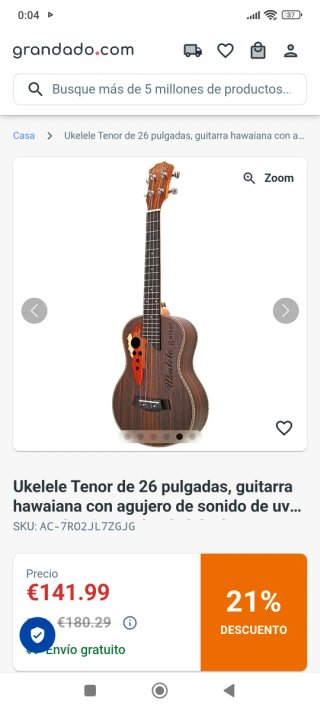 Ukelele tenor electroacústico Paisen