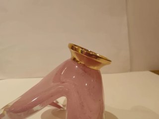 Centro de mesa Murano góndola cristal rosa