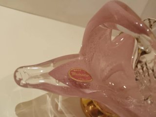 Centro de mesa Murano góndola cristal rosa