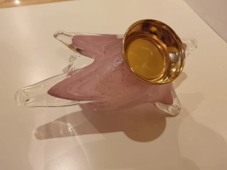 Centro de mesa Murano góndola cristal rosa