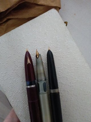 3 penne stilografiche vintage pennino oro