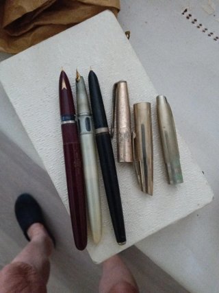 3 penne stilografiche vintage pennino oro