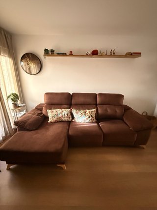 Sofá Chaiselongue Marrón 4 Plazas