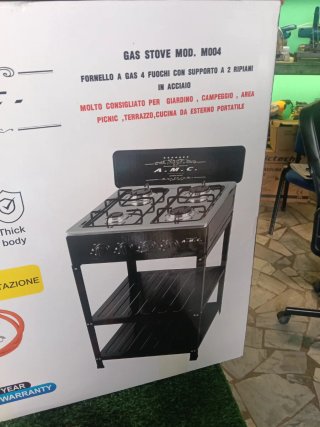 Cucina a gas 4 fuochi con doppia mensola