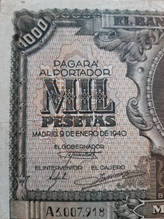 BILLETE DE 1000 PESETAS DE 1940 MUY DIFÍCIL