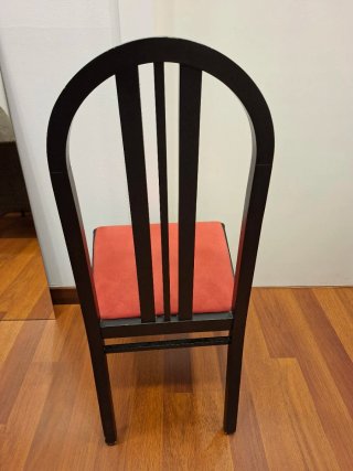 Sillas comedor madera y tela roja