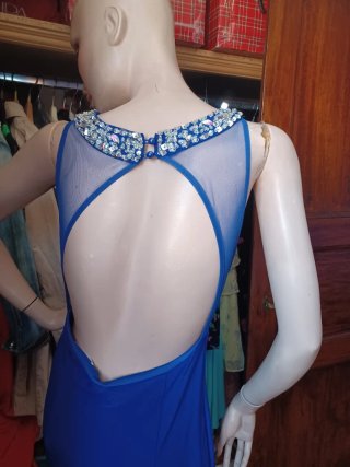 Abito elegante bluette con strass