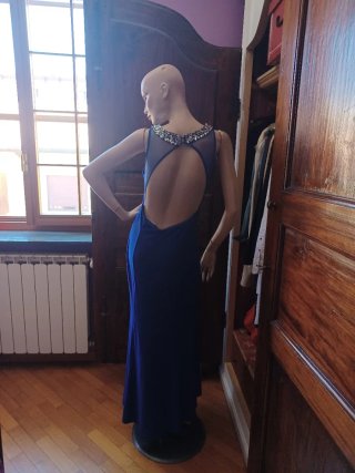 Abito elegante bluette con strass