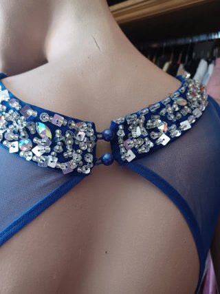 Abito elegante bluette con strass