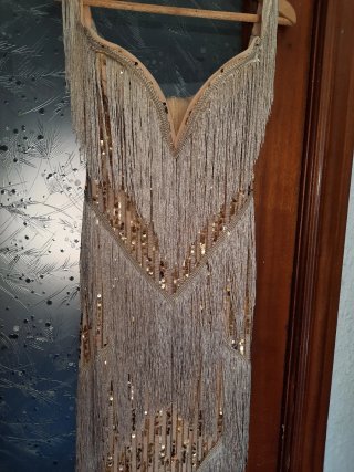 Vestido fiesta flecos lentejuelas Talla s