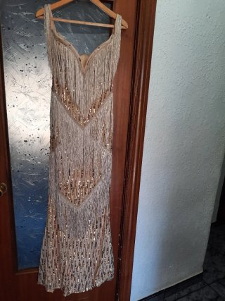 Vestido fiesta flecos lentejuelas Talla s