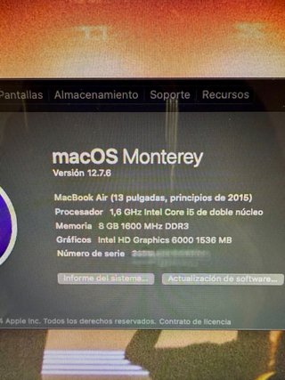 MacBook Air 2015 8GB RAM Plata