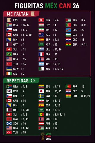 Cromos Panini Mundial 2026
