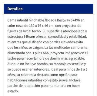 Cama hinchable infantil Bestway