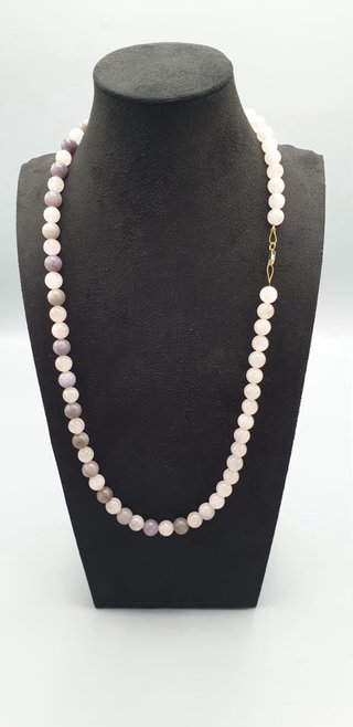 Collana Quarzo Rosa e Oro 14K Artigianale