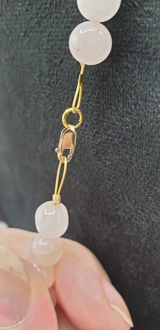 Collana Quarzo Rosa e Oro 14K Artigianale