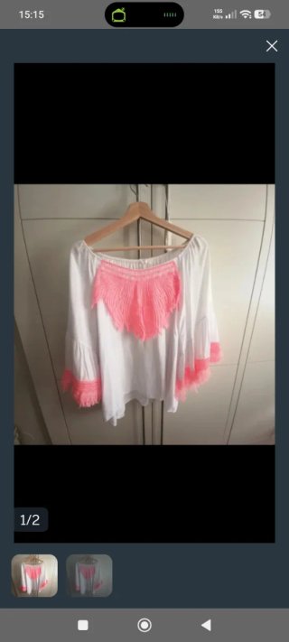 Blusa Ibicenca Blanca con Detalles Rosas
