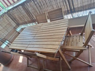 Mesa de madera extensible jardin + 6 sillas
