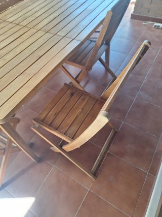 Mesa de madera extensible jardin + 6 sillas