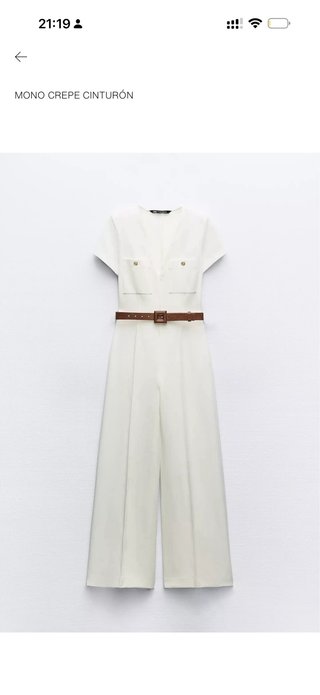 Mono blanco Zara con cinturón