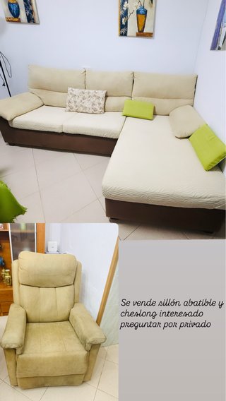 Sofá cheslong y sillón abatible