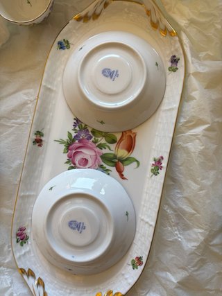 Set 2 Tazzine e Vassoio Herend Porcellana