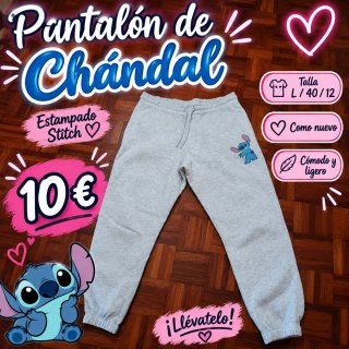 Pantalón gris con dibujo de Stitch