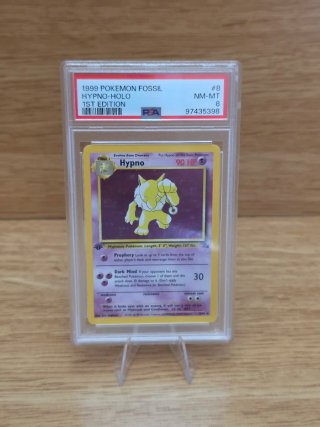 Carta Pokémon Hypno 1ª Edición Holo Fossil PSA 8