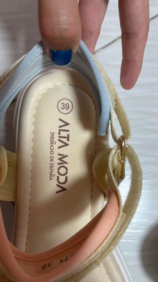 Sandalias Alta Moda Talla 39 Beige y Rosa
