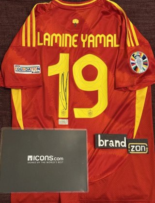 Maglia Yamal incorniciata e autografata COA Icons