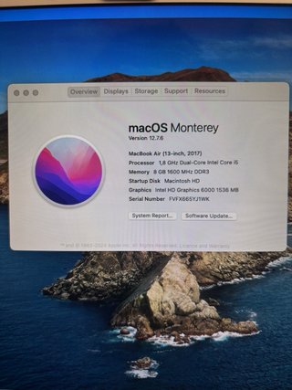 MacBook Air 2017 i5 13' 8GB RAM 128GB