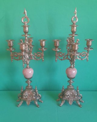 Pareja Candelabros Bronce Lancini Italia