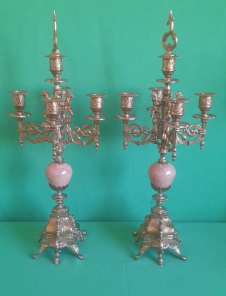 Pareja Candelabros Bronce Lancini Italia